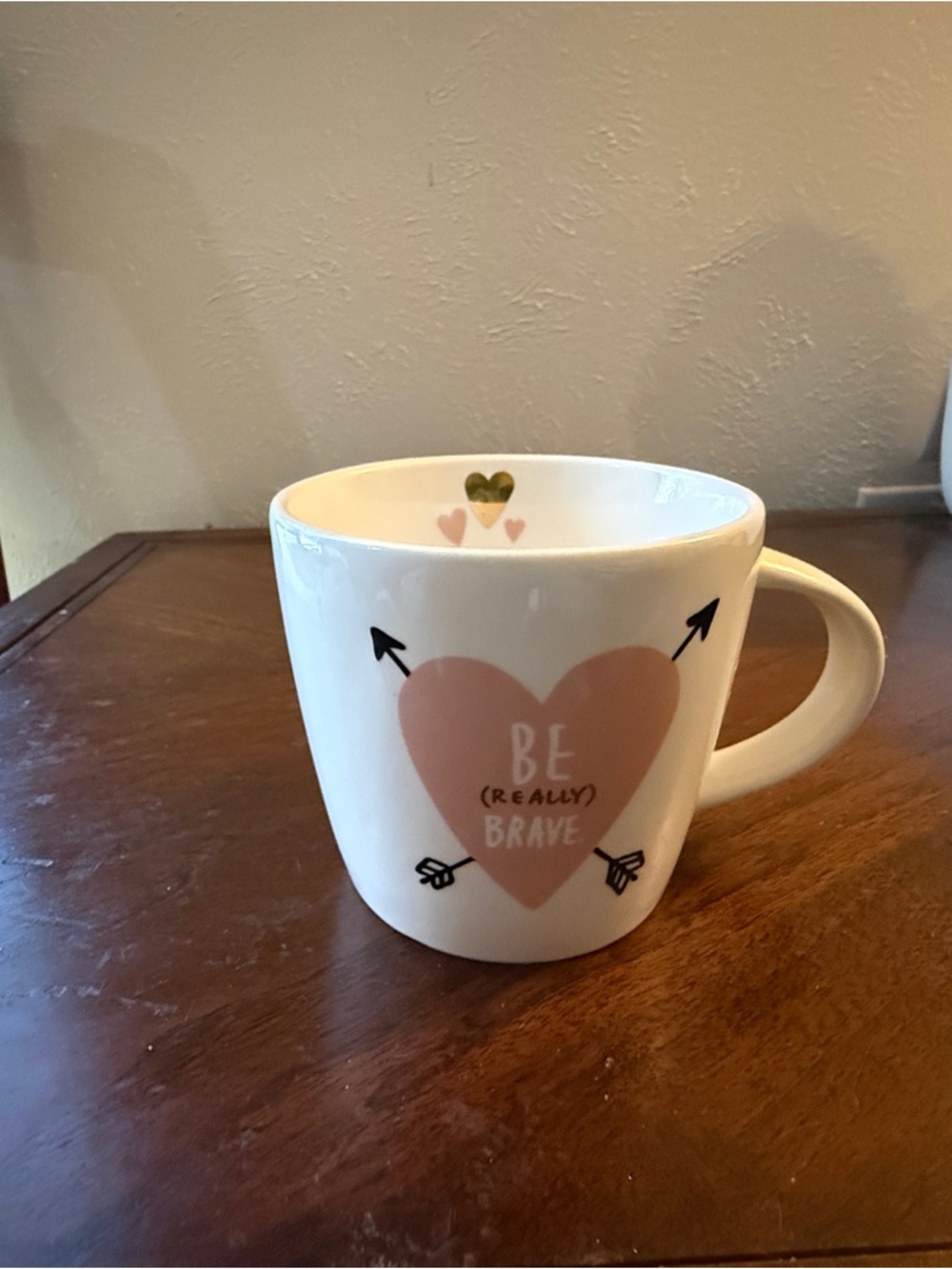 Slant Collections White Ceramic 'Be (Really) Brave' Heart Mug - Pink Accent